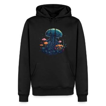 Méduses, Coraux, Mer, Océan, Vie marine, Animaux - Sweat à capuche Premium bio Homme - noir - Devant - Nico (187cm)