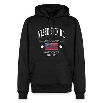 Washington DC - Männer Premium Bio Hoodie - Schwarz - Vorne - Nico (187cm)