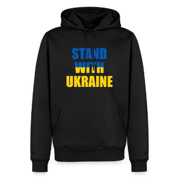 Stand With Ukraine Peace No War - Männer Premium Bio Hoodie - Schwarz - Vorne - Nico (187cm)