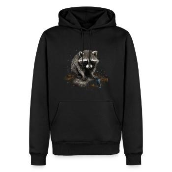Mignon raton laveur Nature Bébé raton laveur Forêt - Sweat à capuche Premium bio Homme - noir - Devant - Nico (187cm)