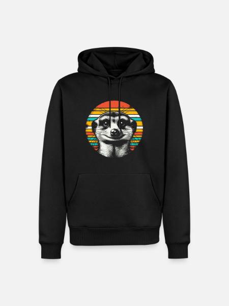 Erdmännchen Retro - Männer Premium Bio Hoodie - Schwarz