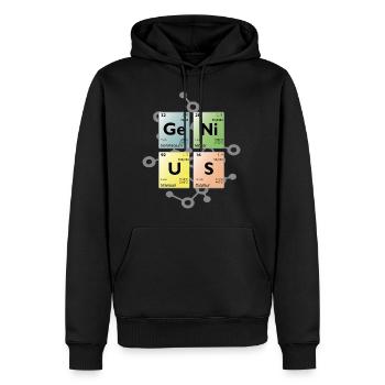 Tableau périodique genius 4 - Sweat à capuche Premium bio Homme - noir - Devant - Nico (187cm)
