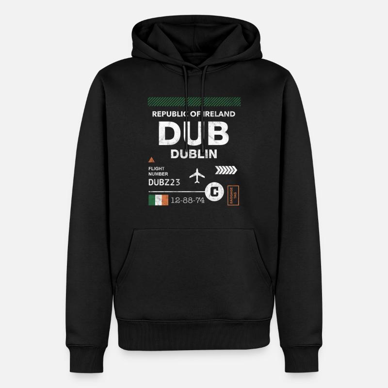 Étiquette d’aéroport de Dublin - Sweat à capuche Premium bio Homme - noir