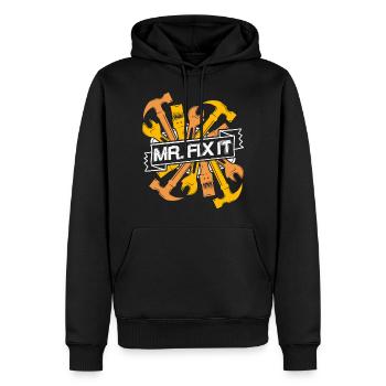 Monsieur Réparez-le il peut tout réparer, artisans - Sweat à capuche Premium bio Homme - noir - Devant - Nico (187cm)
