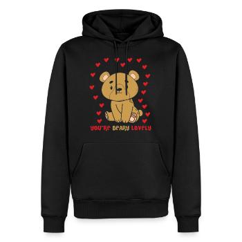 Tu es bearly lovely bear drôle animal jeux de mots - Sweat à capuche Premium bio Homme - noir - Devant - Nico (187cm)