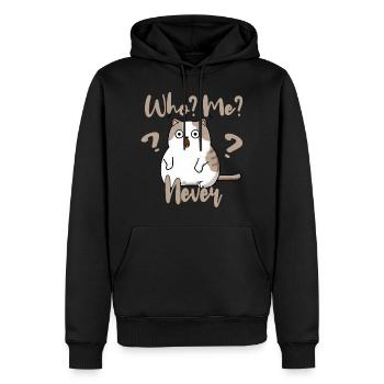 Who, me? Never - Erschrockene Katze - Männer Premium Bio Hoodie - Schwarz - Vorne - Nico (187cm)