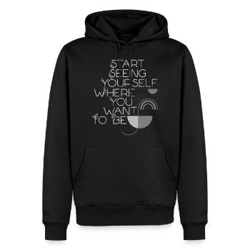 Mindset Commencez à voir votre futur Inspira géométrique - Sweat à capuche Premium bio Homme - noir - Devant - Nico (187cm)