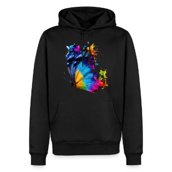 Schmetterling mit Farbklecksen - Männer Premium Bio Hoodie - Schwarz - Vorne - Nico (187cm)