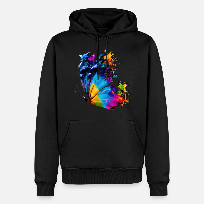 Papillon avec des éclaboussures de peinture - Sweat à capuche Premium bio Homme - noir
