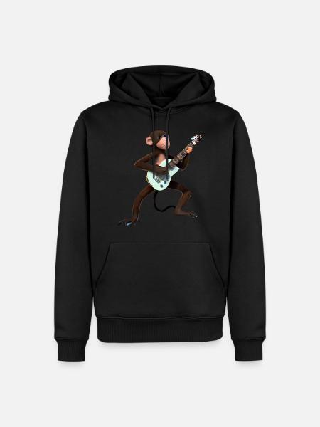 Monkey guitarist - Men’s Premium Organic Hoodie - black