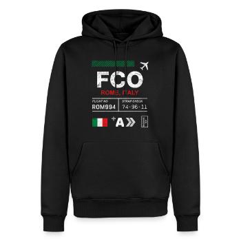Etikett des Flughafens Rom - Männer Premium Bio Hoodie - Schwarz - Vorne - Nico (187cm)
