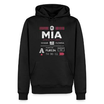 Etikett des Flughafens Miami - Männer Premium Bio Hoodie - Schwarz - Vorne - Nico (187cm)