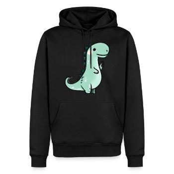 Cute crayon dinosaur - Men’s Premium Organic Hoodie - black - Front - Nico (187cm)