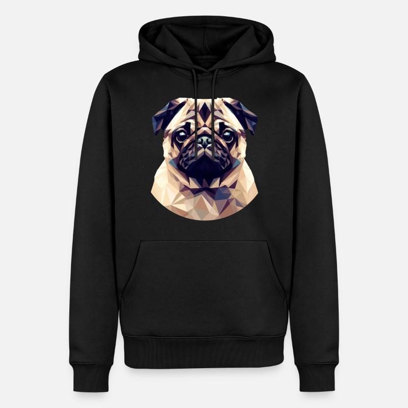 Niedlicher Polygon-Mops - Männer Premium Bio Hoodie - Schwarz