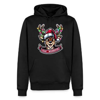 Christmas Reindeer Fairy Lights Tangled Merry - Men’s Premium Organic Hoodie - black - Front - Nico (187cm)
