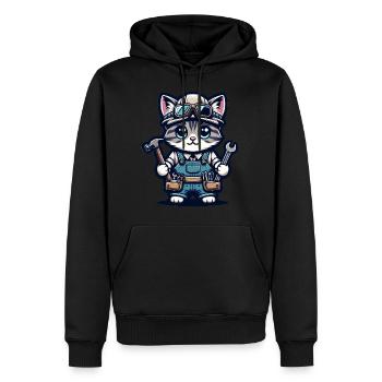 Artisan de chat mignon - Sweat à capuche Premium bio Homme - noir - Devant - Nico (187cm)