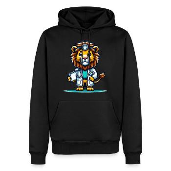 Docteur Lion mignon - Sweat à capuche Premium bio Homme - noir - Devant - Nico (187cm)