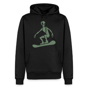 Design minimaliste : Alien Snowboarder Silhoue - Sweat à capuche Premium bio Homme - noir - Devant - Nico (187cm)