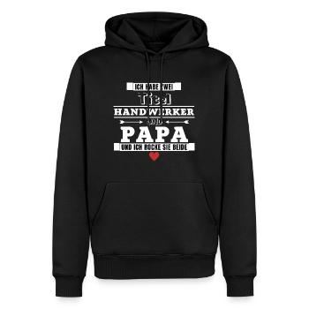 Ich habe zwei Titel Handwerker und Papa - Männer Premium Bio Hoodie - Schwarz - Vorne - Nico (187cm)