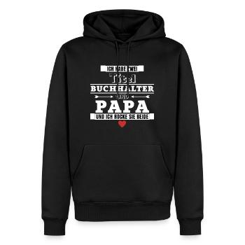 Ich habe zwei Titel Buchhalter und Papa - Männer Premium Bio Hoodie - Schwarz - Vorne - Nico (187cm)