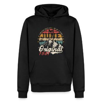 Juni 1981 Geburtstag Juni 1981 Geschenk Juni 1981 - Männer Premium Bio Hoodie - Schwarz - Vorne - Nico (187cm)