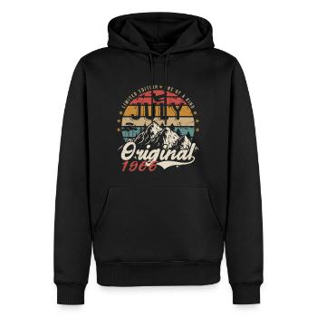 Juillet 1966 | Original Anniversaire Juillet 1966 - Sweat à capuche Premium bio Homme - noir - Devant - Nico (187cm)
