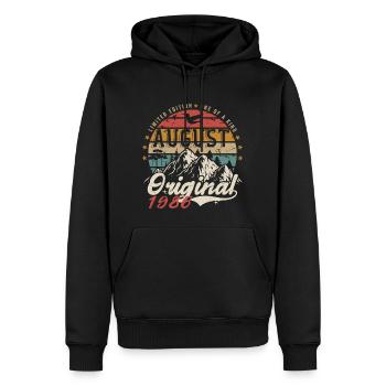 Août 1986 - Fabriqué En Août 1986 - Vintage 1986 - Sweat à capuche Premium bio Homme - noir - Devant - Nico (187cm)