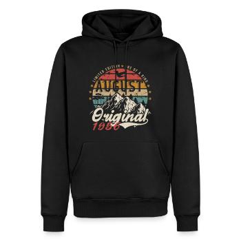 Août 1956 - Fabriqué En Août 1956 - Vintage 1956 - Sweat à capuche Premium bio Homme - noir - Devant - Nico (187cm)