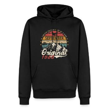Retro Gift 1985 September Vintage September 1985 - Men’s Premium Organic Hoodie - black - Front - Nico (187cm)