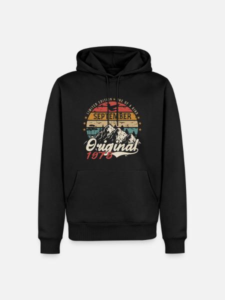 Retro 1975 September Vintage September 1975 Geschenk - Männer Premium Bio Hoodie - Schwarz