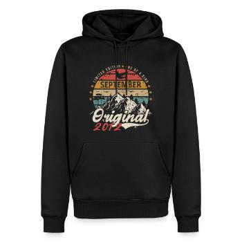 Retro Gift 2012 September Vintage September 2012 - Men’s Premium Organic Hoodie - black - Front - Nico (187cm)
