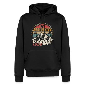 Januar 1959 Geburtstagsgeschenk - Januar 1959 - Männer Premium Bio Hoodie - Schwarz - Vorne - Nico (187cm)
