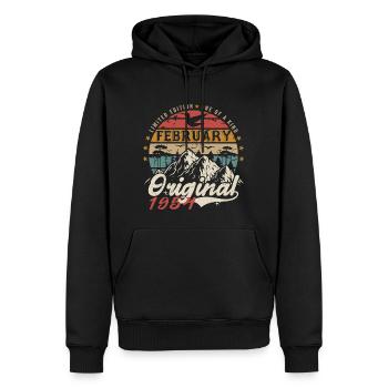 Cadeau 71e Anniversaire Nées En Février 1954 - Sweat à capuche Premium bio Homme - noir - Devant - Nico (187cm)