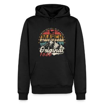 Awesome Since March 1986 | Birthday March 1986 - Men’s Premium Organic Hoodie - black - Front - Nico (187cm)