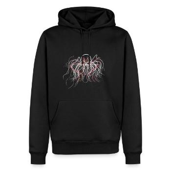 Qualle mit roten Fäden - Jellyfish Motiv - Männer Premium Bio Hoodie - Schwarz - Vorne - Nico (187cm)