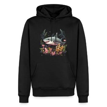 Grands coraux de poissons de requin blanc - Sweat à capuche Premium bio Homme - noir - Devant - Nico (187cm)