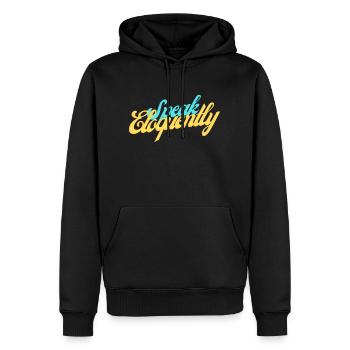 Speak Eloquently 01 - Men’s Premium Organic Hoodie - black - Front - Nico (187cm)