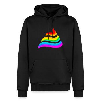Einhorn, Kacke, Regenbogen, Scheiße, Festival, - Männer Premium Bio Hoodie - Schwarz - Vorne - Nico (187cm)