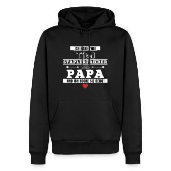 Ich habe zwei Titel Staplerfahrer und Papa - Männer Premium Bio Hoodie - Schwarz - Vorne - Nico (187cm)