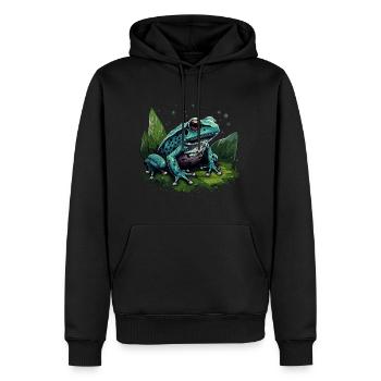 Blue poison dart frog frog tree climber - Men’s Premium Organic Hoodie - black - Front - Nico (187cm)