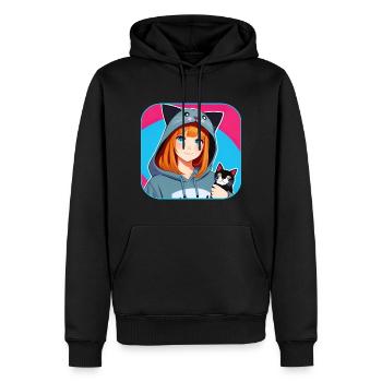 Mignon Anime Manga Fille avec Cat Hoodie - Sweat à capuche Premium bio Homme - noir - Devant - Nico (187cm)