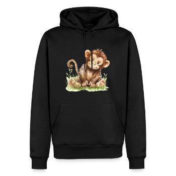 Cute Baby Monkey Watercolor - Männer Premium Bio Hoodie - Schwarz - Vorne - Nico (187cm)
