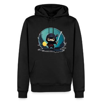 Niedlicher kleiner Ninja mit Katana Schwert - Männer Premium Bio Hoodie - Schwarz - Vorne - Nico (187cm)