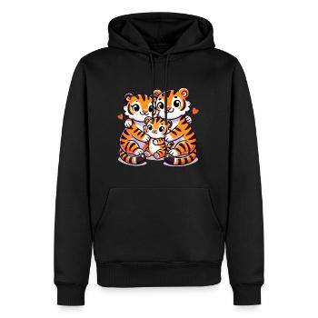 Famille Tigre Mère Et Père Avec Un Enfant - Sweat à capuche Premium bio Homme - noir - Devant - Nico (187cm)