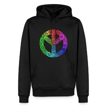 Frieden - buntes Friedenssymbol - Männer Premium Bio Hoodie - Schwarz - Vorne - Nico (187cm)