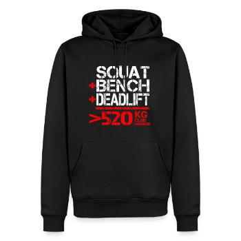 Dynamophilie 520 kg Membre du Club - Sweat à capuche Premium bio Homme - noir - Devant - Nico (187cm)