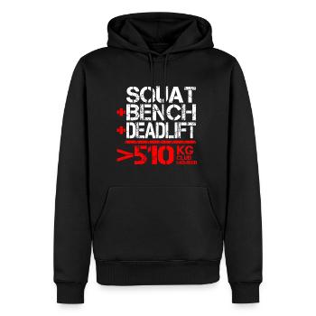 Dynamophilie 510 kg Membre du Club - Sweat à capuche Premium bio Homme - noir - Devant - Nico (187cm)
