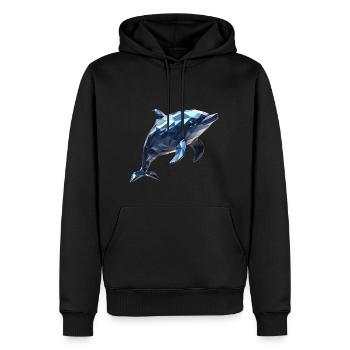 Dauphin de style géométrique - Sweat à capuche Premium bio Homme - noir - Devant - Nico (187cm)
