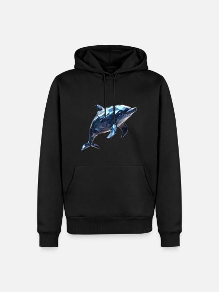 Geometric Style Dolphin - Men’s Premium Organic Hoodie - black