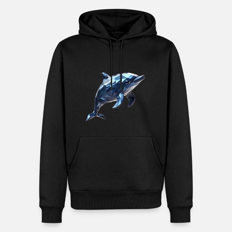Geometric Style Dolphin - Männer Premium Bio Hoodie - Schwarz